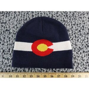 Hat Graphix Colorado Flag Beanie Navy Blue White Red Yellow Winter Hat